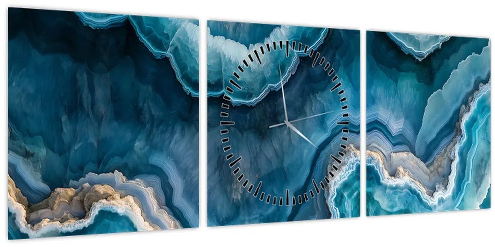 Obraz - Akvamarín detail (s hodinami) (90x30 cm)