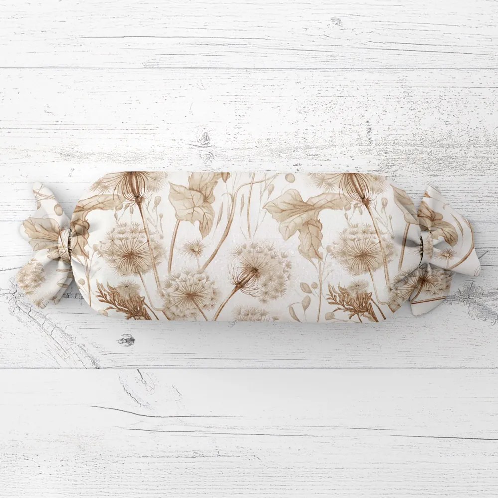 Biante Vankúš valec bonbon Sandra SA-518 Jesenné púpavy na bielom 15x40 cm
