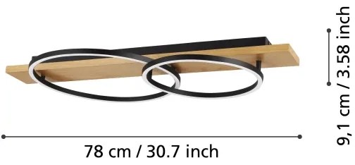 Eglo 901716 - LED Stropné svietidlo BOYAL 2xLED/12W/230V 3000K béžová/čierna