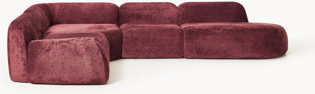 XL modulárna rohová pohovka z plyšového buklé Wolke