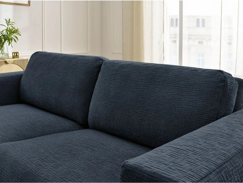 Tmavomodrá ženilková pohovka na každodenné spanie/rozkladacia 240 cm Hugo – Bobochic Paris