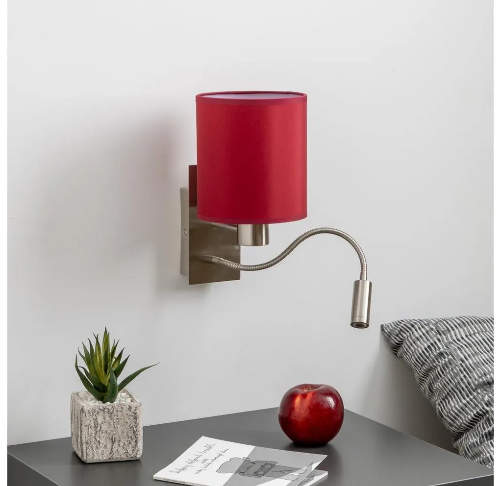 Brilagi-LED Nástenná lampa NUBILA 1xE27/25W/230V+LED/3W chróm/pompej.červená