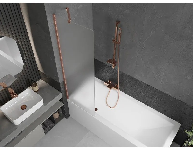 Mexen Next, 1-krídlová vaňová zástena 60 x 150 cm, 6mm sklo námraza, medená matná, 895-060-000-00-30-65