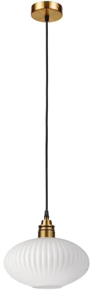 Luster na lanku HECTOR 1xE27/15W/230V biela/mosadz pr. 25 cm