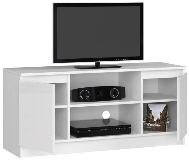 Stolík pod TV RTV 120 2D 1P biely, lesk