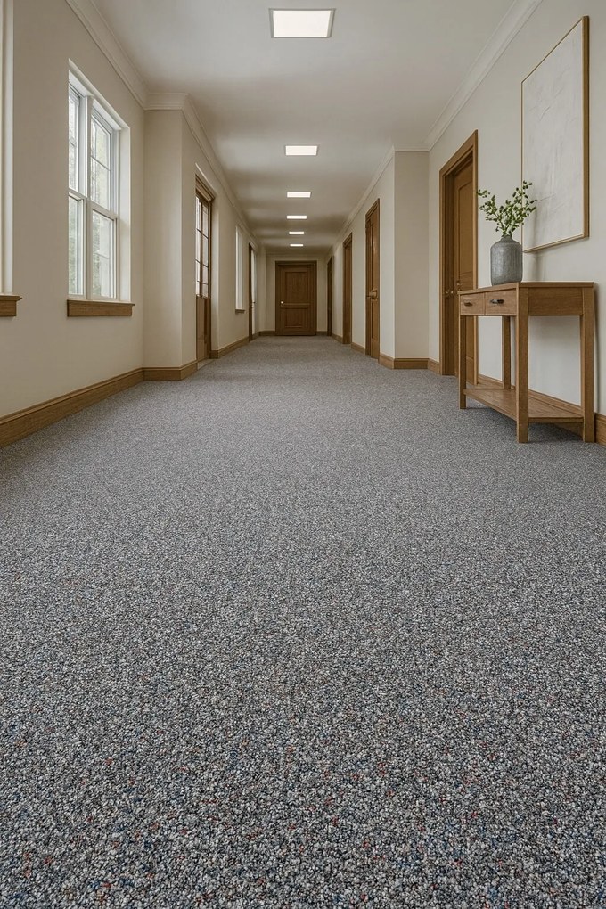 AKCIA: 580x400 cm Koberec metráž New Techno 3525 šedé, šíře, šedá, ab (mriežka), chodba / predsieň