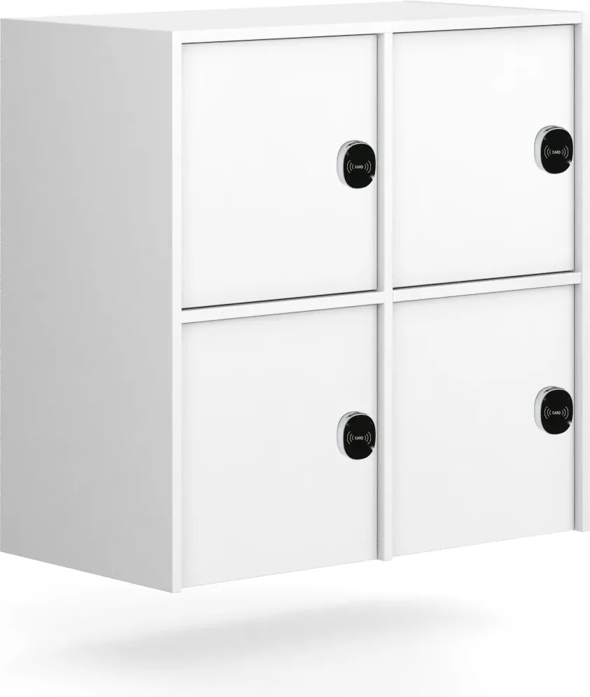 Nadstavba pre skrine FRAME, 4x dvere, 872 x 450 x 854 mm, RFID zámok, biela