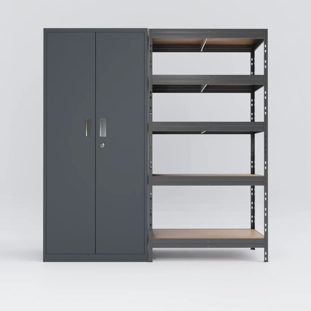 Régal RIVET PACK 180x90x45cm s plechovou skriňou 180x80x45cm