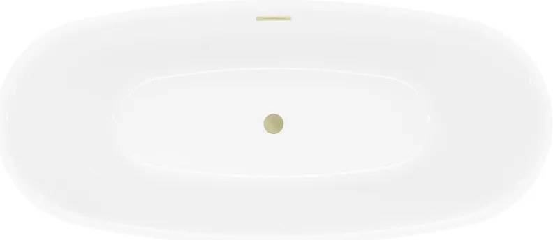 Mexen Luvo Slim, voľne stojaca vaňa 170 × 75 cm, biela lesklá, zlatý matný prepad, 52801707500-55