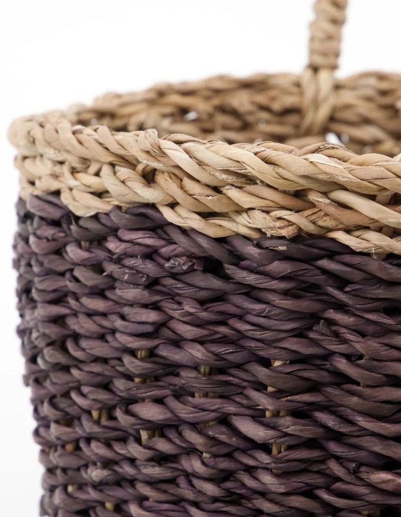 House Doctor Úložný kôš z morskej trávy Here Plum/ Natural – sada 2 ks