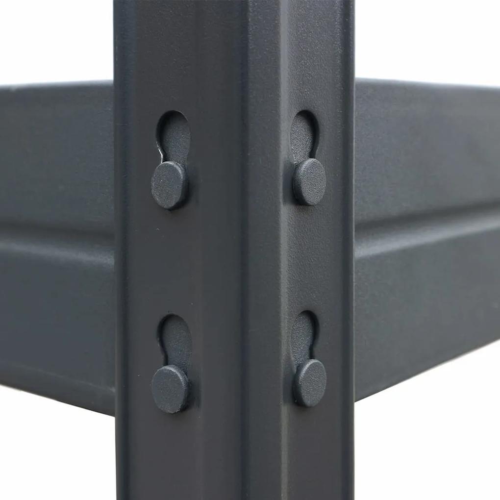 Bezskrutkový kovový regál RIVET, 180x150x45 cm, 4x HDF polica, antracitová sivá