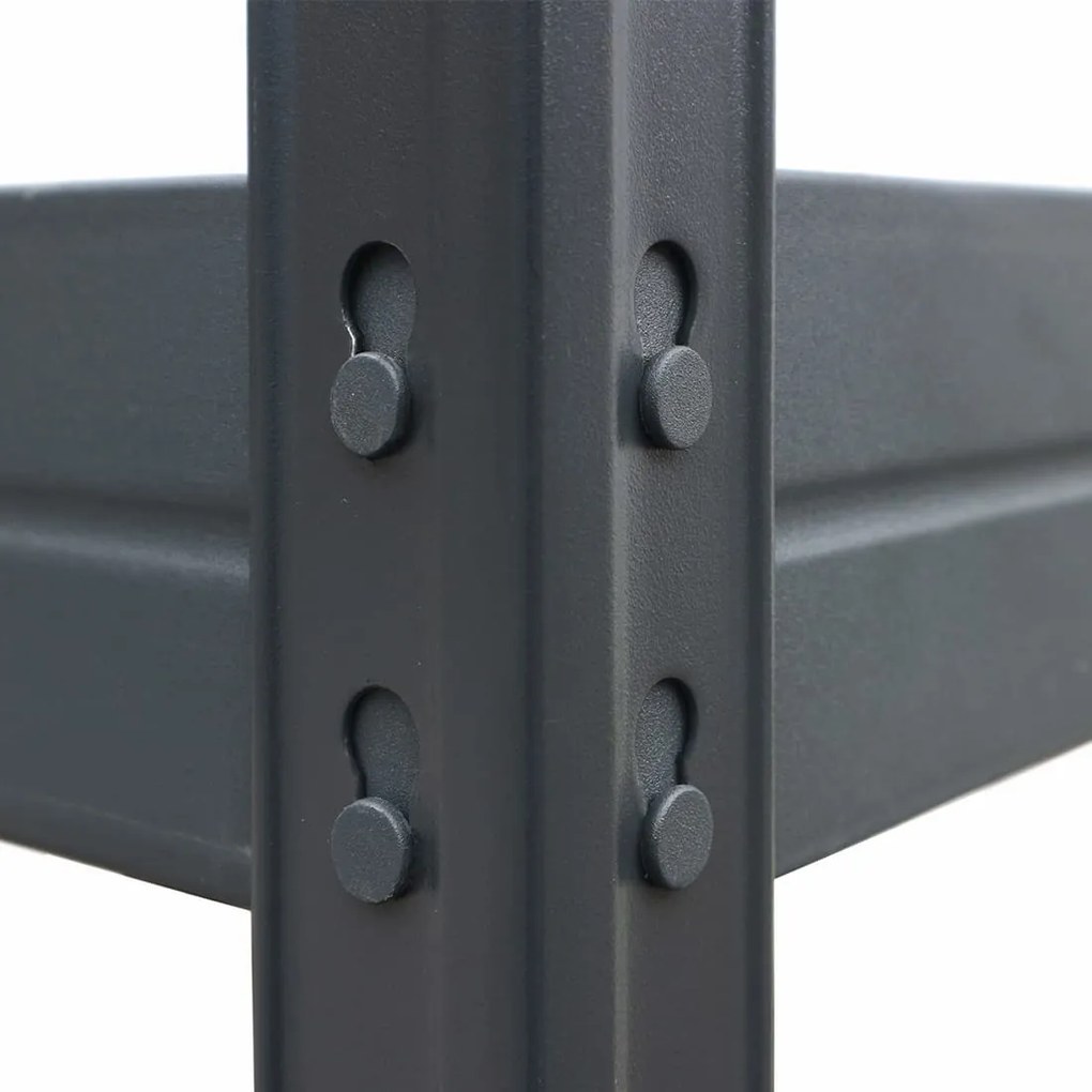 Bezskrutkový kovový regál RIVET, 180x150x45 cm, 5x HDF polica, antracitová sivá