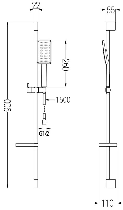 Mexen sprchový set DS54, čierna/chrom, 785544583-17