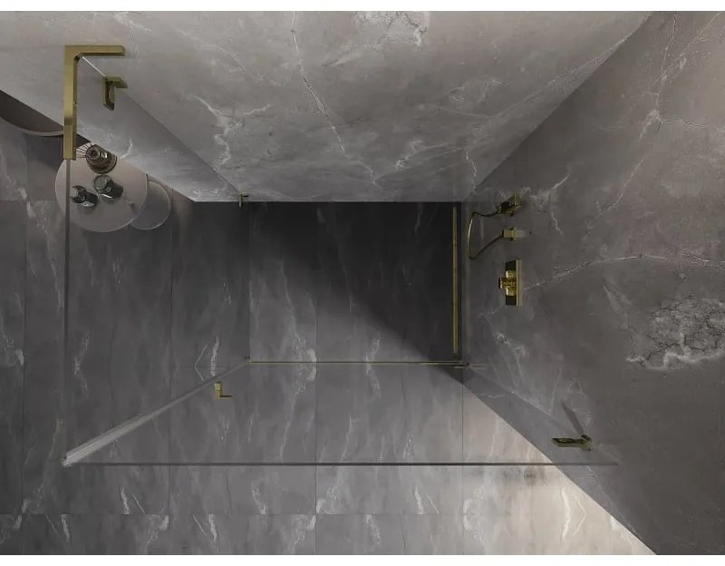 Mexen Lunar-B L, 1-krídlový sprchový kút, pravý, 100 x 90 cm, 8mm číre sklo, zlatý lesklý profil, 832L-100-090-50-00-P