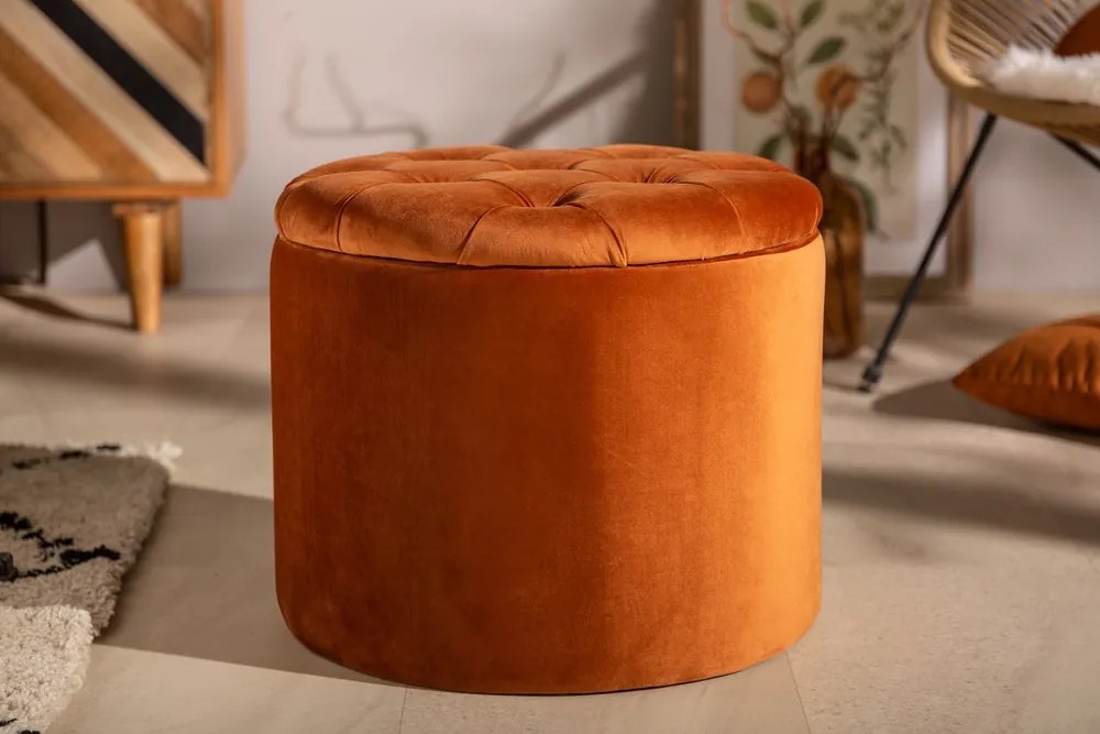 Dizajnová taburetka Rococo 50 cm hrdzavo-hnedá