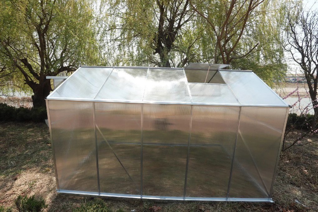 Skleník so základňou BestBerg BBGH-1006S / 5,95 m² / 313 × 190 × 194 cm / strieborná