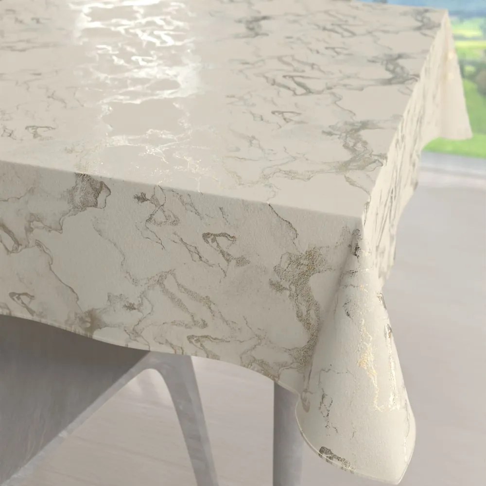 Biante Zamatový štvorcový obrus Isabela IBL-017 Zlatý/dymový mramor na smotanovom 100x100 cm