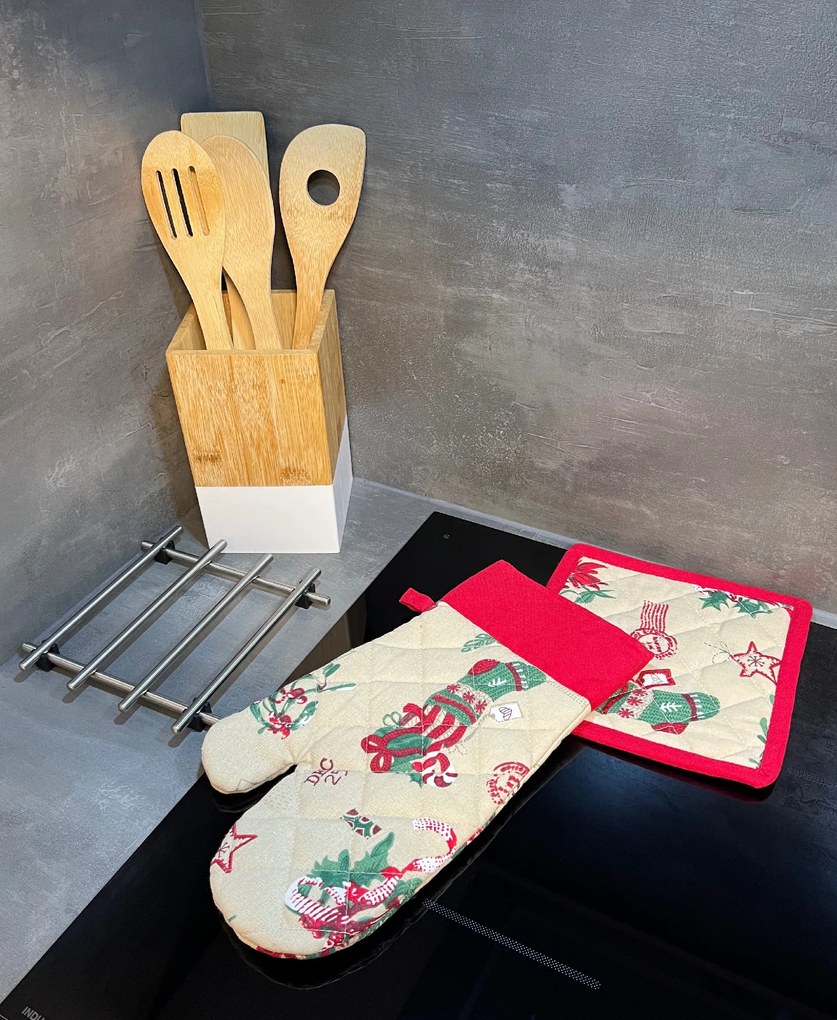 Sendia Textil Vianočný kuchynský 2 set Ponožka