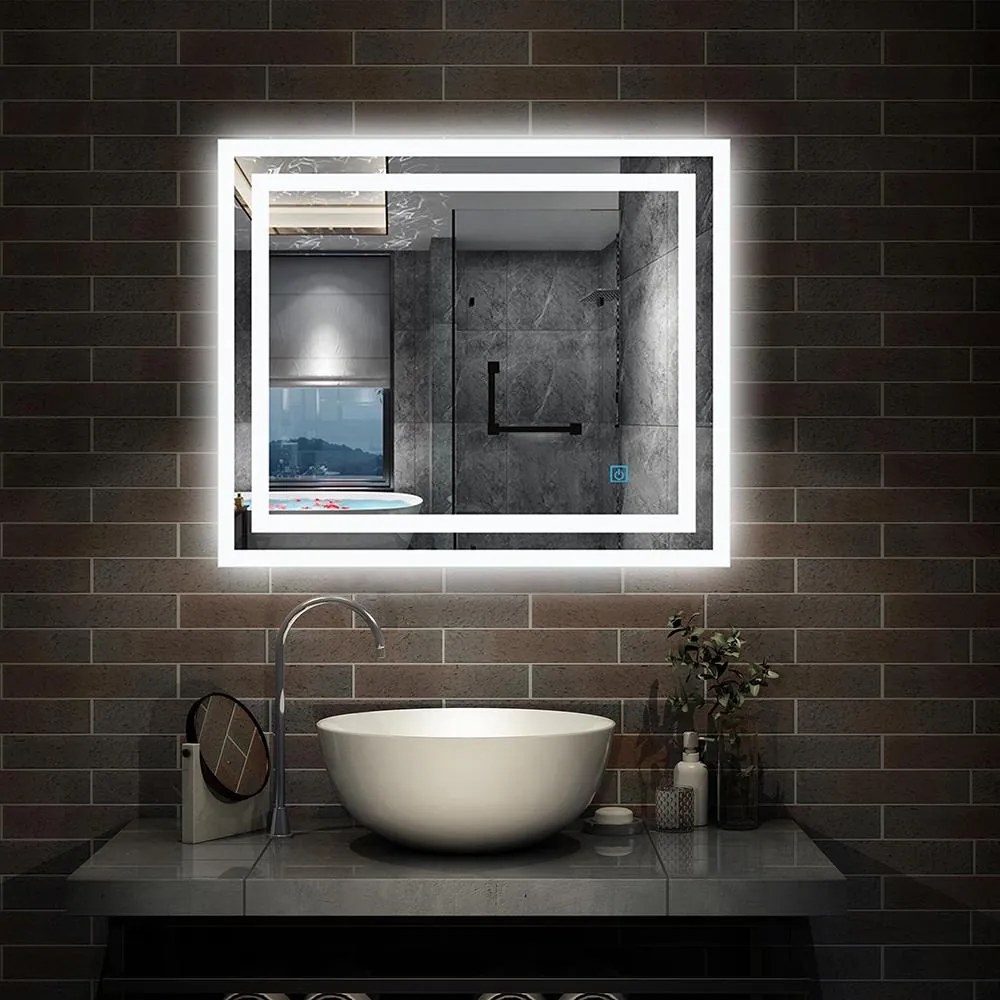 D‘Eluxe - LED ZRKADLÁ - Zrkadlo s LED osvetlením SINGLE TOUCH PS33K 0-100cm LED zrkadlo dotykové 5 studená biela nástenná 90 70 90x70