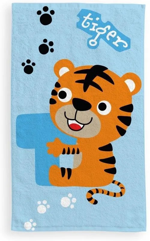 Dětský bavlněný ručník KIDS Tygřík 30x50 cm modrý