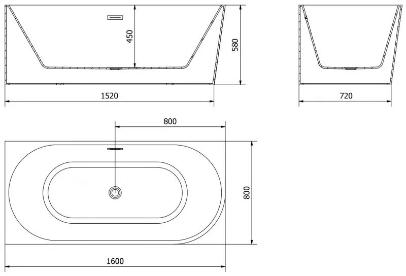 Mexen Mia, voľne stojaca rohová vaňa ľavá 160 x 80 cm, biela, zlatý lesklý prepad, 52691608000L-50