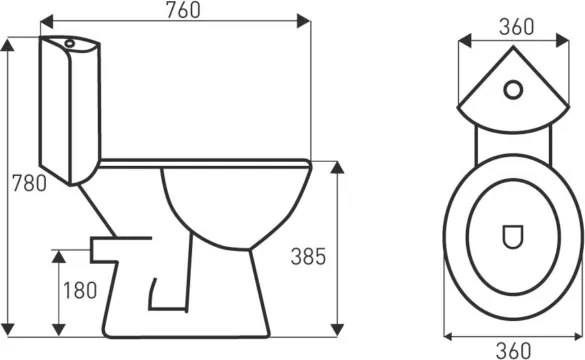 Novoterm Rohové WC kombi NV-Corner KR 61 ZO so zadným odpadom a SoftClose sedadlom