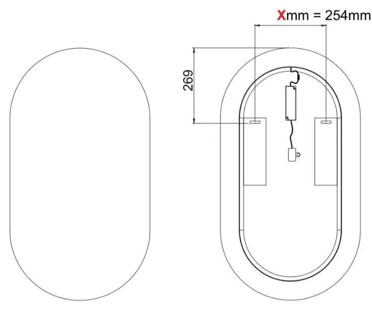 LED zrcadlo APOLLO 50x90 cm černé