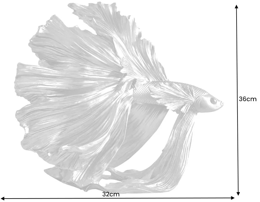 Ozdobná rybka Crowntail 35cm strieborná