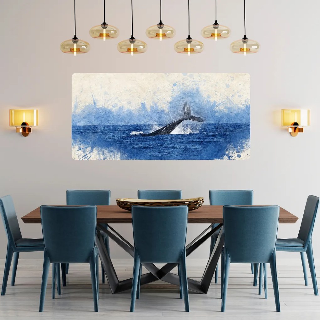60x120cm Veľryba v oceáne - textilná nálepka na stenu
