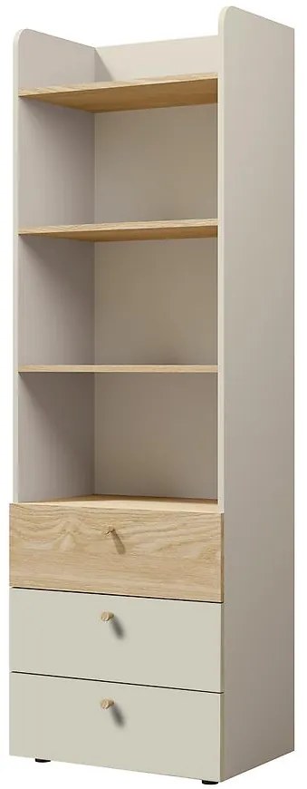 Regál Yuki 5 Sivá Béžová/Olejovaný Dub