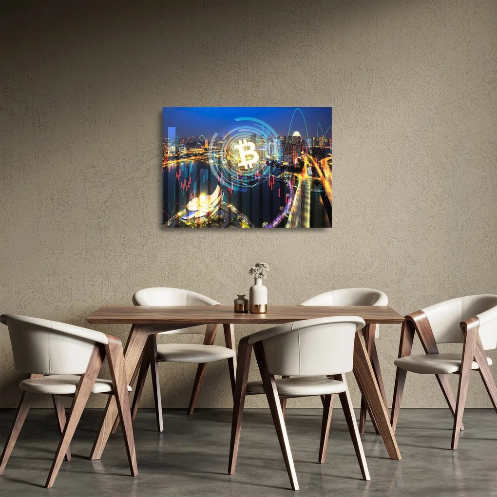 Sklenený obraz - Mesto investícií (70x50 cm)