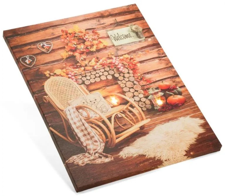 Nexos 86702 Nástenná maľba hojdacie kreslo, 2 LED, 30 x 40 cm