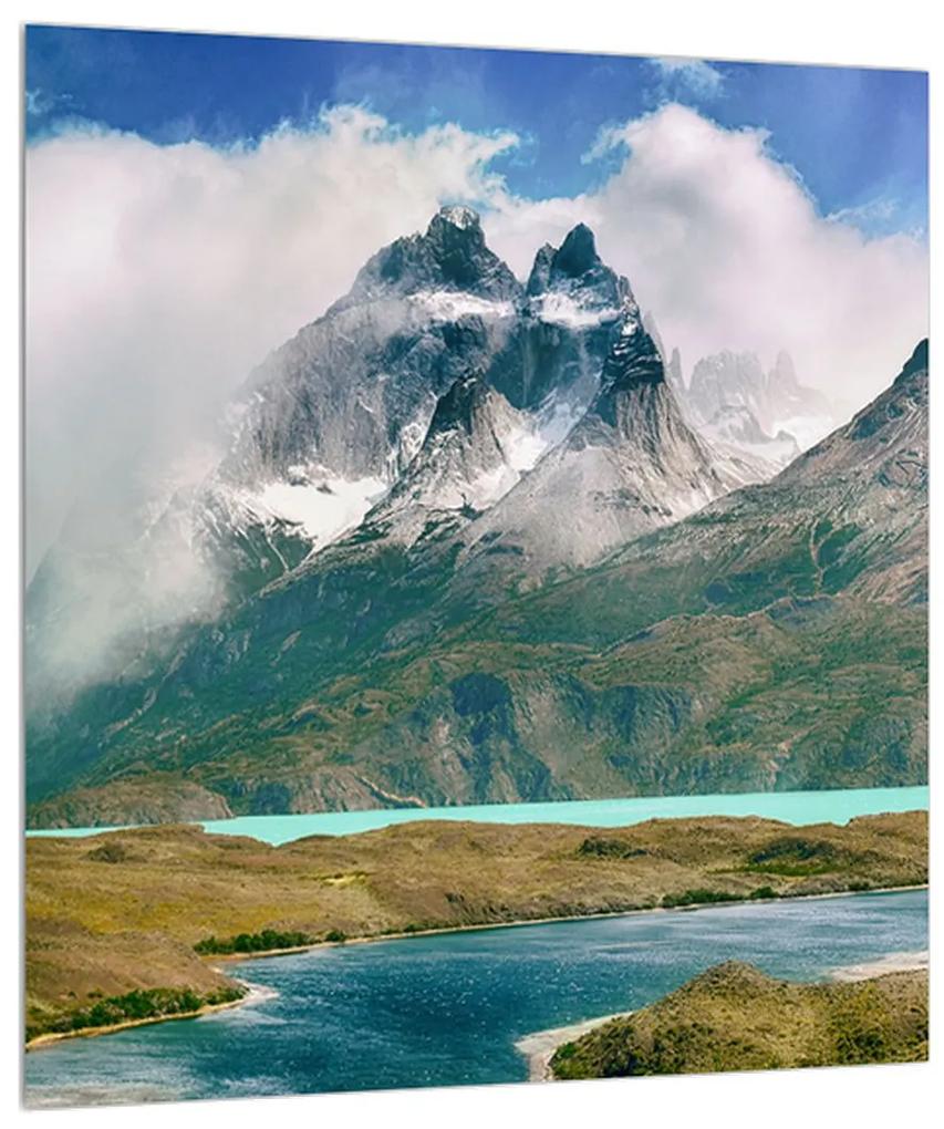 Obraz horskej krajiny s riekou (30x30 cm)