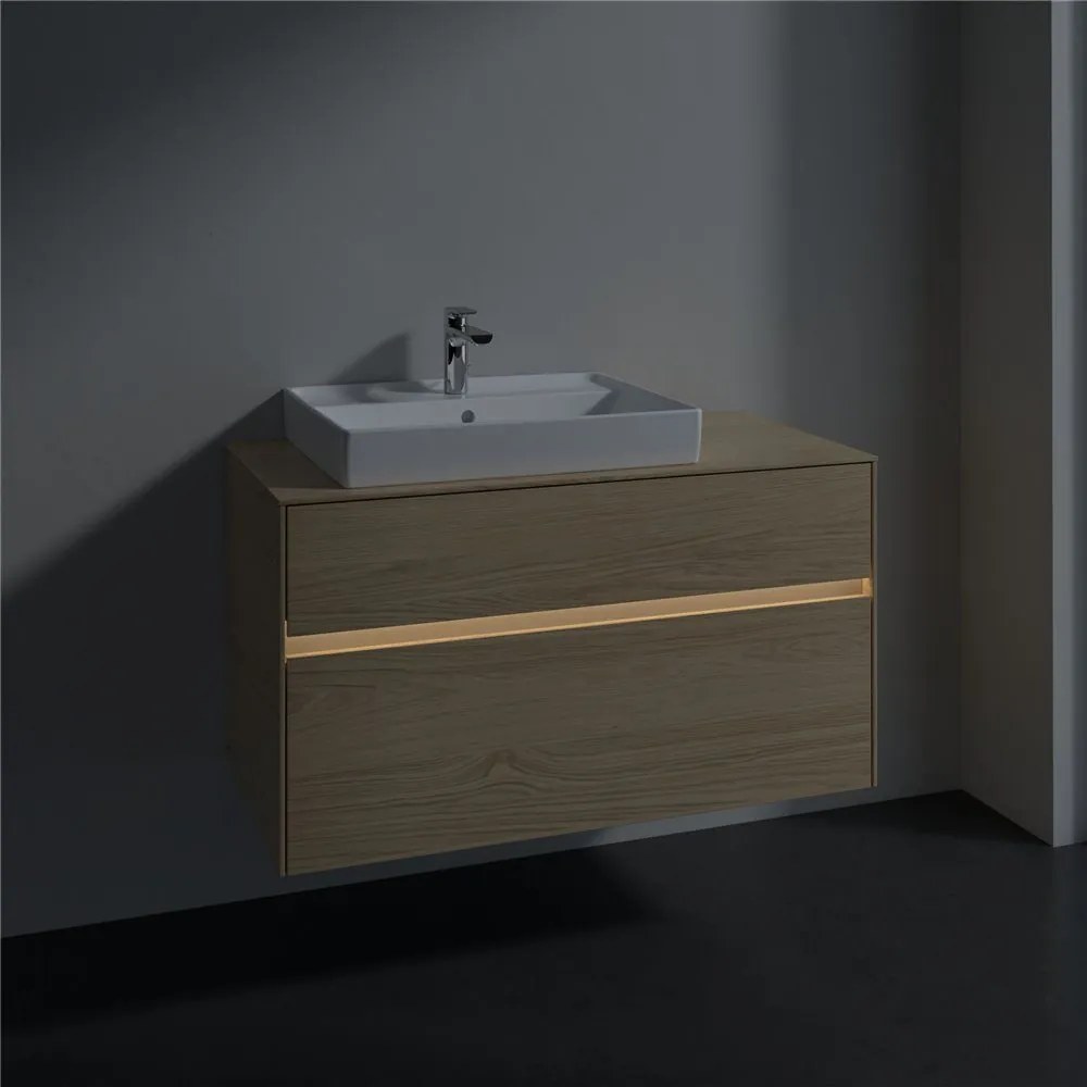 VILLEROY &amp; BOCH Collaro závesná skrinka pod umývadlo na dosku (umývadlo vľavo), 2 zásuvky, s LED osvetlením, 1000 x 500 x 548 mm, Nordic Oak, C017B0VJ