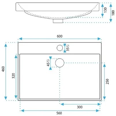 REA-U3326 - Zapustené umývadlo MANDY 46x60 cm keramika/lesklá biela