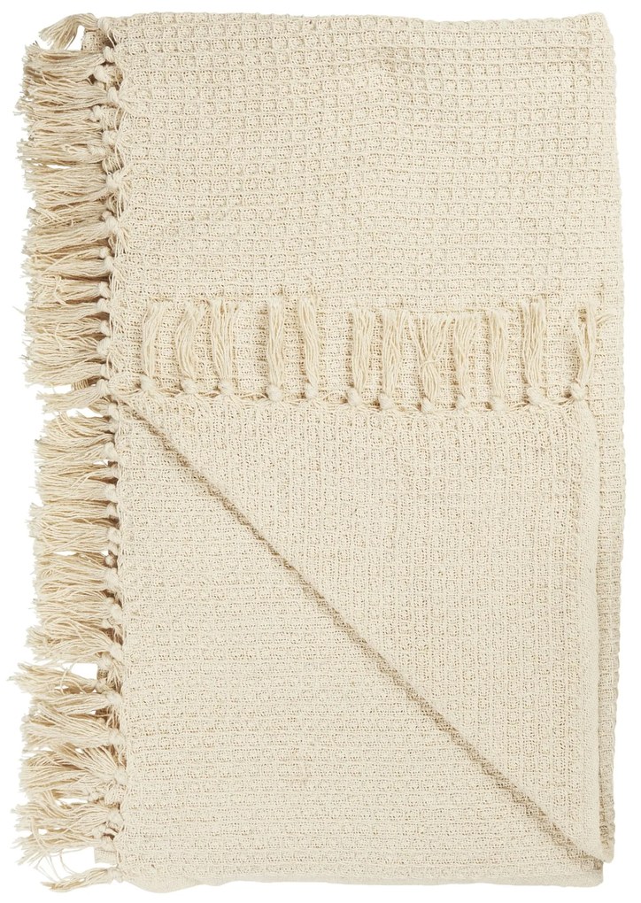 Ib Laursen Bavlnený prehoz Cream Waffle Pattern 130 × 160 cm