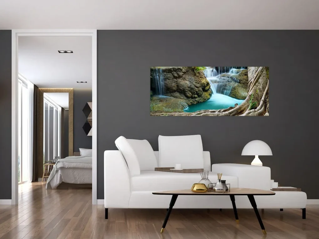 Obraz - Rieka s vodopádmi (120x50 cm)