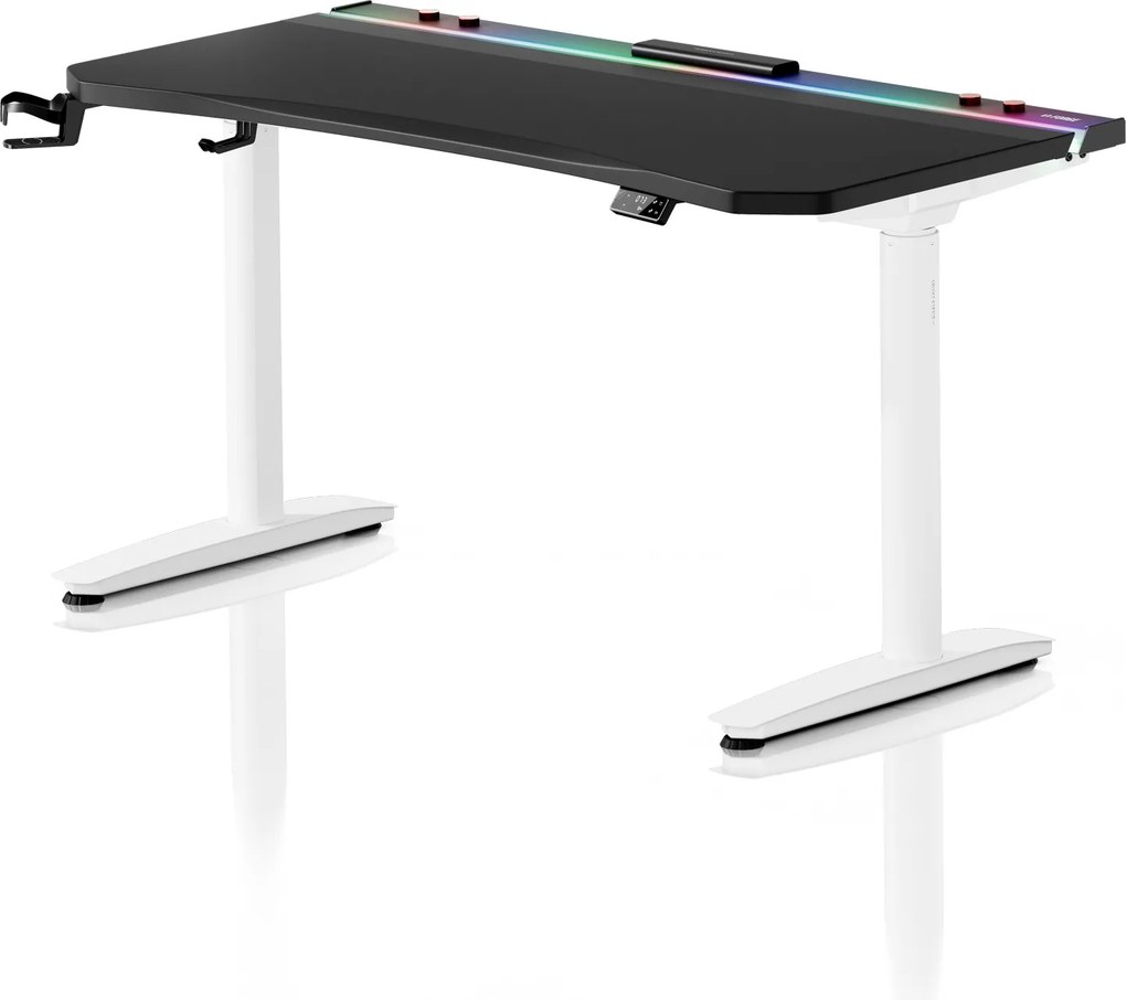 Elektrický herný stôl RGB s držiakmi, čierno-biely, 140 cm: Diablo X-Forge 1400