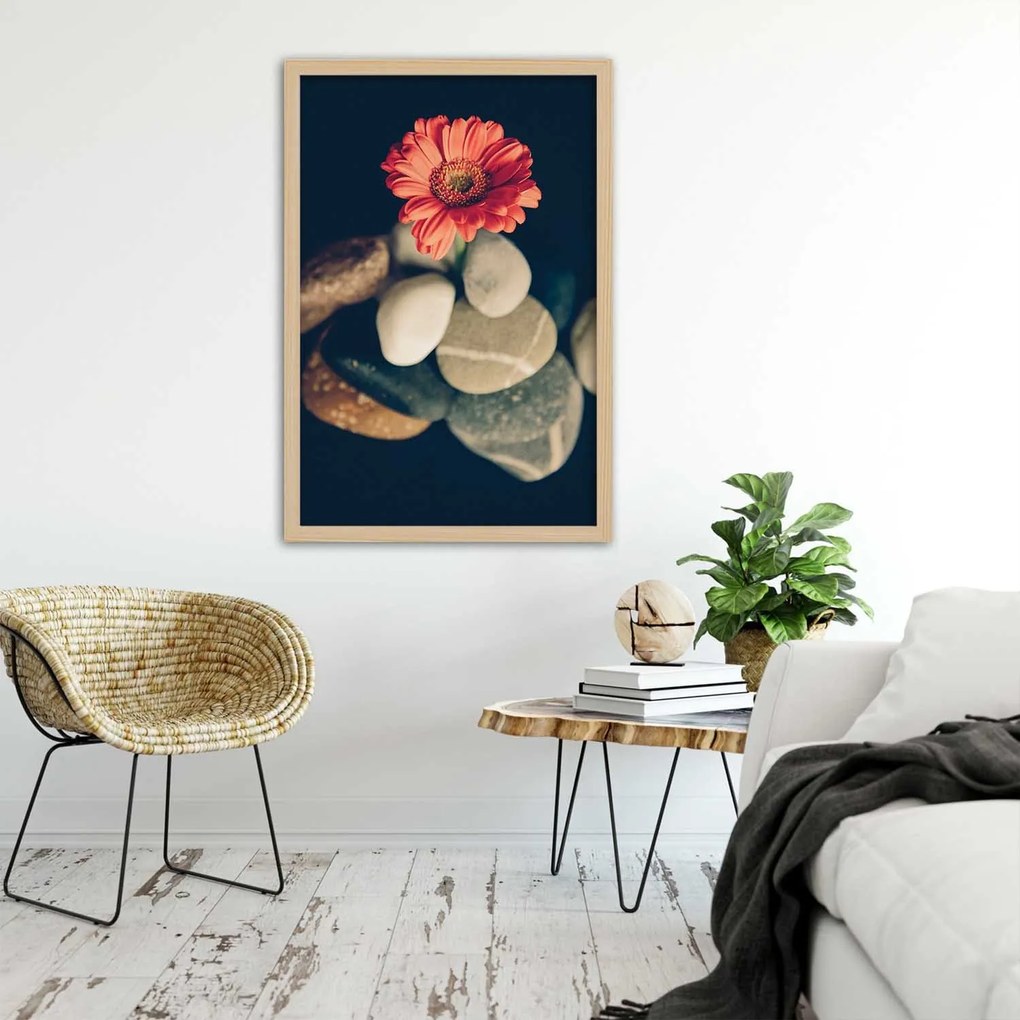 Gario Plagát Gerbera a kamene Farba rámu: Bez rámu, Rozmery: 40 x 60 cm