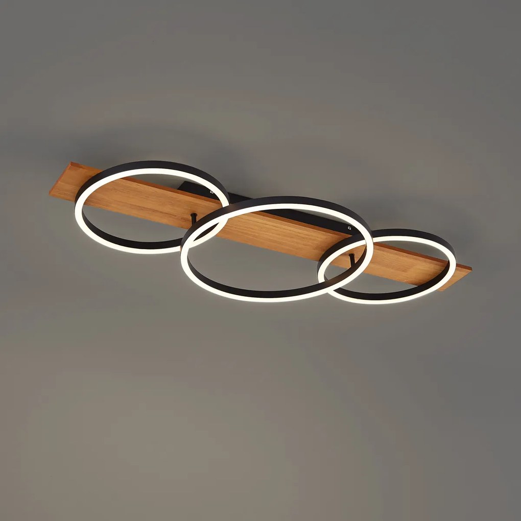 Dizajnové stropné svietidlo čierne okrúhle vrátane LED 3-krokové stmievateľné 3-svetlá - Nimue