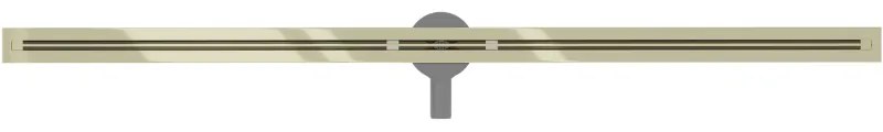 Mexen Flat Super Slim, super tenký odtokový žľab s 360° rotačným sifónom 150 cm, zlatá lesklá, 1551150