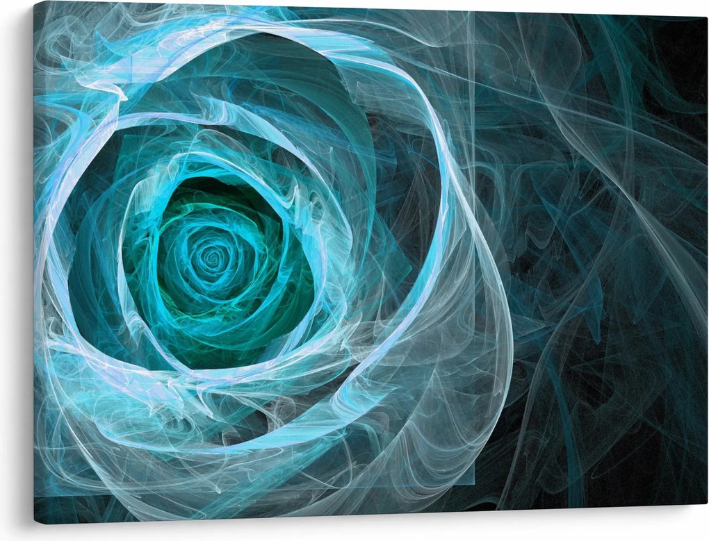 Obraz - Abstraktné ruže modrá s čiernym pozadím (70x50 cm)
