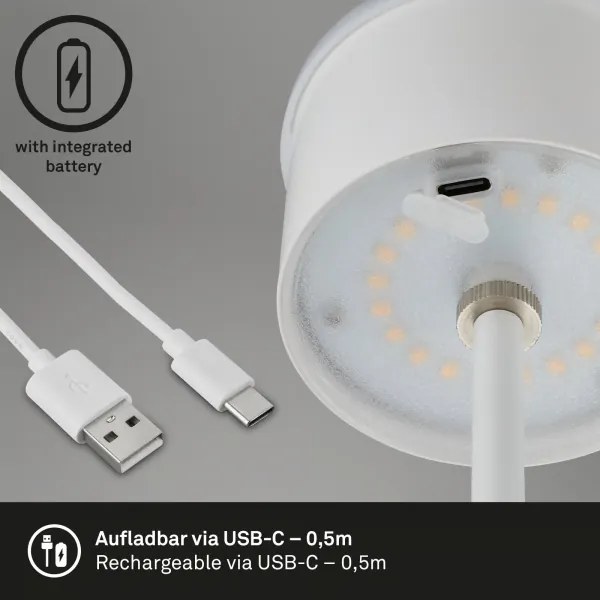Brilo - LED nabíjateľná dotyková stolná lampa KIKI LED/2,6W/5V IP44 2600 mAh biela
