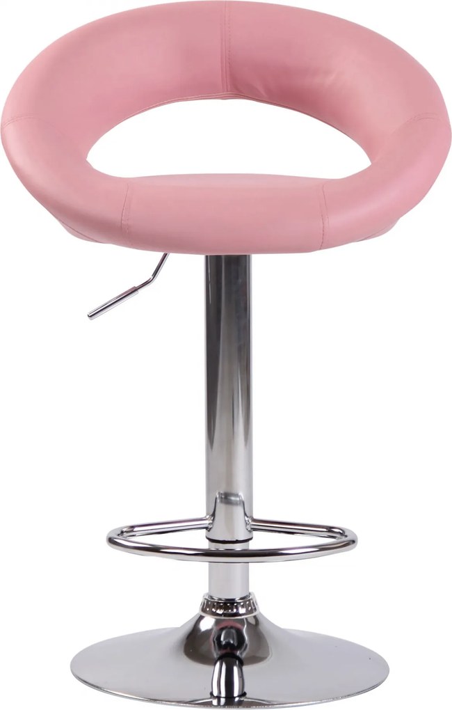 Barová stolička Olinda - koženka, chróm rám - ružová
