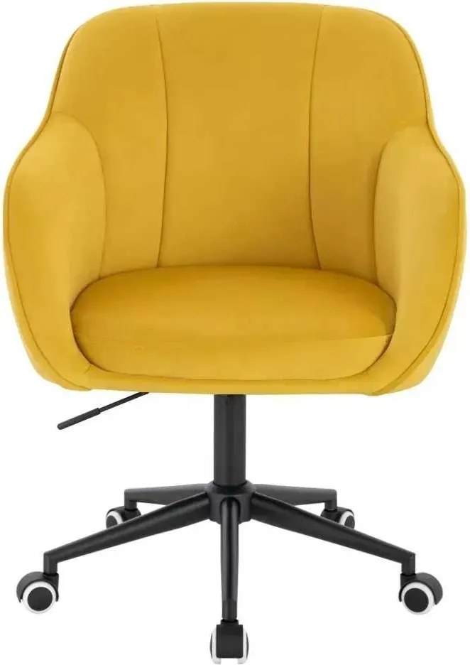 LuxuryForm DESIGN Stolička AVOLA VELUR na čiernej podstave s kolieskami - žltá