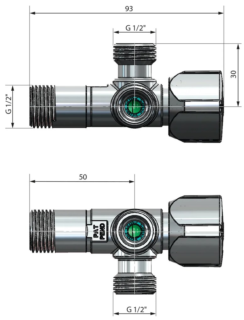 Arco Sapho, Kombinovaný rohový ventil A-80 1/2"x1/2"x1/2" s dvomi odtokmi, anticalc
