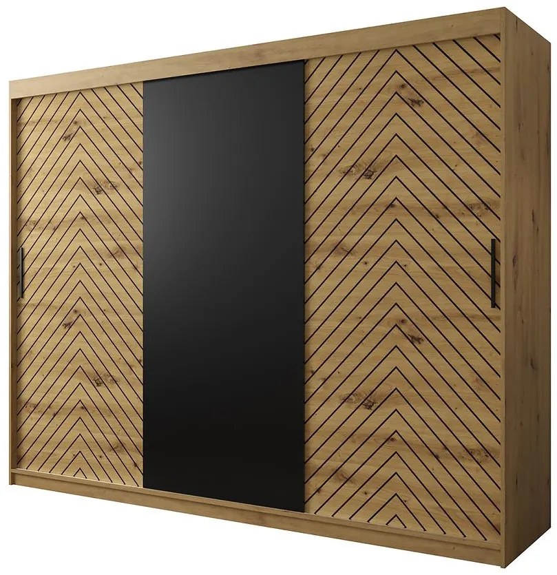 Skriňa Jodełka 250 dub Artisan/dub Artisan/čierna