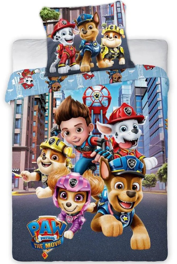 DETSKÉ BAVLNENÉ OBLIEČKY PAW PATROL 100X135 CM, 1KS 40X60 CM VZOROVANÉ