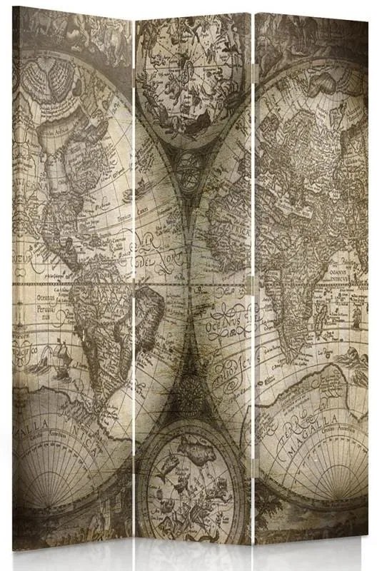 Gario Paraván Starožitná mapa sveta Rozmery: 110 x 170 cm, Prevedenie: Klasický paraván