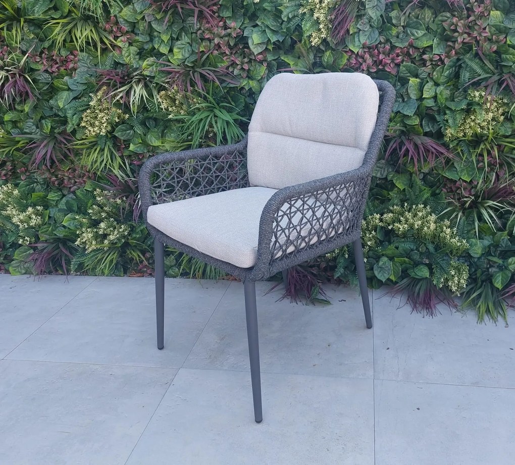 Hliníková vypletaná stolička TOLEDO tmavosivá